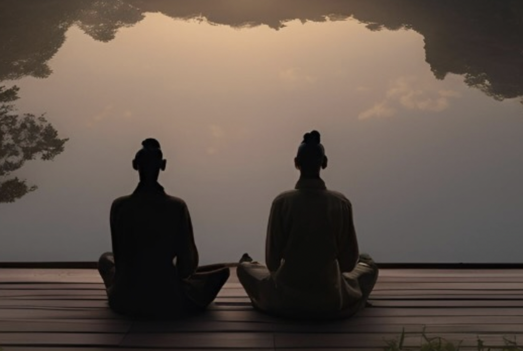 Image of meditation by a lake
